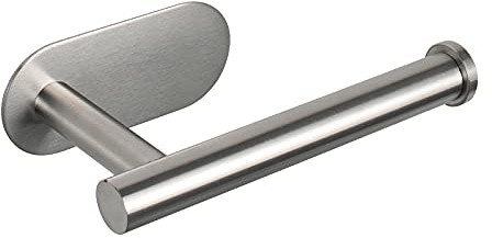 NearMoon Toilet Paper Holder Self Adhesive, Premium Thicken SUS304 Stainless Steel Rustproof Adhesive Toilet Roll Holder no Drilling for Bathroom, Kitchen, Washroom (1 Pack, Brushed Nickel)
