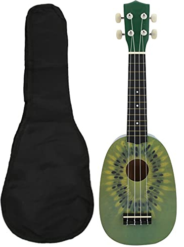 21 Zoll Ukulele, 12 Bund Konzert Ukulele Anfängerpaket Linde Tropische Fruchtmuster Kindergitarre klein Kindergitarre mit Gigbag Ukulele Konzert Starter Kit, Einfache Abstimmung, Weiche Saite(Kiwi)