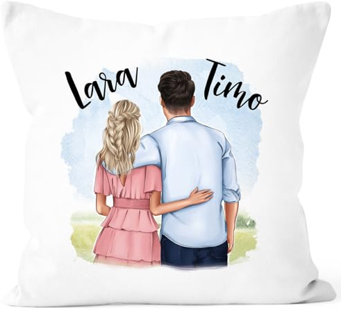 SpecialMe® Kissen.Bezug personalisiertes Paar selbst gestalten mit Namen Geschenk Liebe Valentinstag Jahrestag Mann Frau Weiss 40cm x 40cm