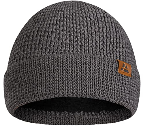 DANISH ENDURANCE Merinowolle Mütze mit Fleece, Warme Wintermütze, Stretchy & Bequem, Unisex, Beanie für Damen & Herren, Grau, Einheitsgröße