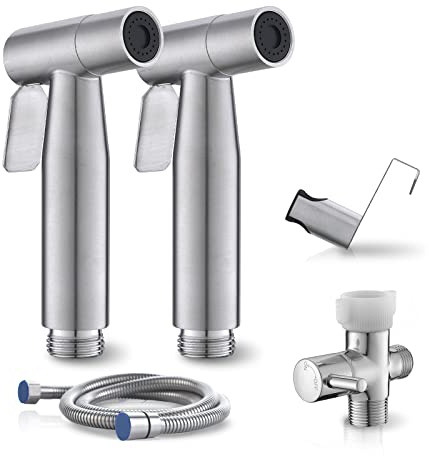 2 Packs BRITULIF Bidet Sprayer for Toilet, Hand Sprayer with Adjustable Jet Spray for Toilet Handheld Bidet Cloth Diaper Sprayer Set Muslim Shower Bidet Handheld-Easy to Install
