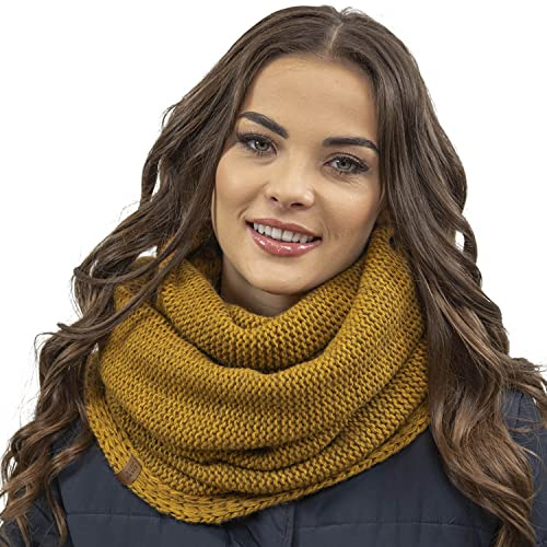 Vivisence Stylish And Elegant Women’S Winter Snood Scarf Thick And Warm For Ultimate Comfort Crafted Perfect Accessory For Staying Cozy And Chic During Cold Weather, Dark Yellow,UNI