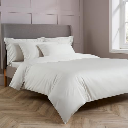Christy 400TC Double Duvet Cover Set | Ivory | 100% Cotton | Silky Smooth and Soft Bed Linen | Luxury 400 Thread Count Double Quilt Cover Set