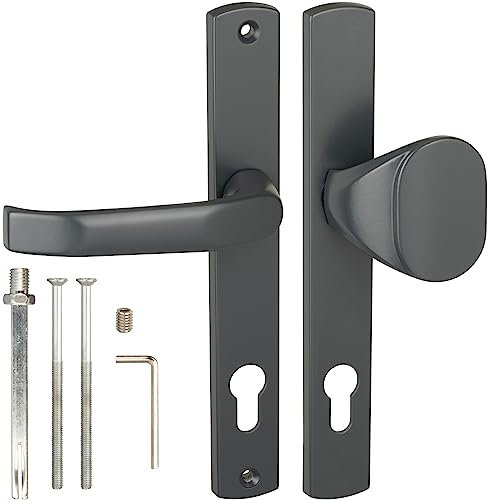 Gamar Türgriff und Türknauf 92 mm Anthrazit Satz – Profilzylinder Türgriffe - Drückergarnitur Gartentor - Türklinken Set - Türklinke – Türdrückergarnitur - Türgriff Gartentor – Türdrücker