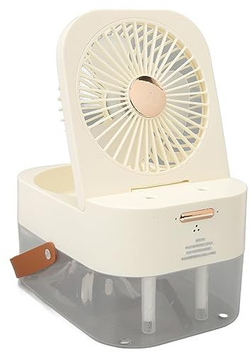 Humidificador 3 en 1, Pequeño Ventilador Humidificador con Control Remoto, Tanque de Agua de 2.5L, Doble Puerto de Rociado, Ventilador Humidificador de Sobremesa Silencioso