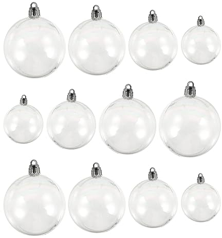 NUOBESTY Weihnachtskugeln 18 Stück Transparente Befüllbare Weihnachtskugeln Aus Kunststoff Transparente DIY-Weihnachtsdekorationen Für Weihnachtsbaum Party Hochzeit Heimdekoration