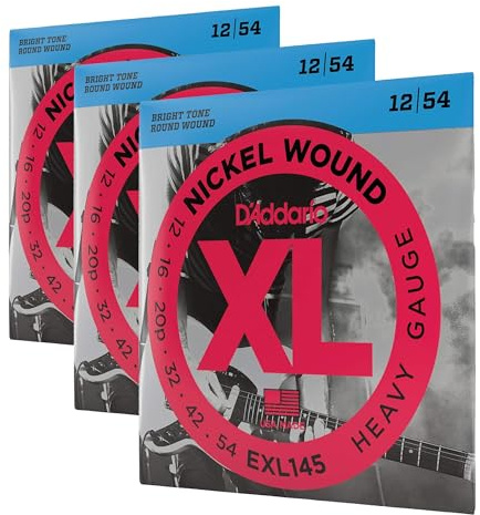 D'Addario E Gitarren Saiten | Gitarrensaiten E Gitarre | E Gitarre Saiten | Electric Guitar Strings | EXL145 Satz Nickelsaiten für E-Gitarre 012' - 054' Heavy (Packung mit 3)