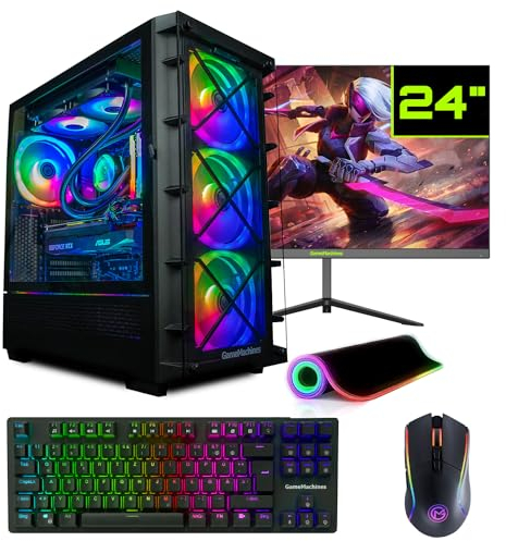 GameMachines Storm Komplett Set - Gaming PC - Wasserkühlung - AMD Ryzen 7 5700X - GeForce RTX 5060 Ti - 1TB SSD - 32GB RGB DDR4 - WLAN - Tastatur - Maus - Mauspad - 24 Zoll 165Hz Monitor - Win 11