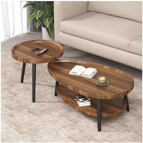 PJDDP Zusammensetzbare Couchtische im 2er-Set, Moderne Couchtische mit erhöhtem Rand, zusammensetzbare Beistelltische für kleine Räume im Wohnzimmer, Wohnung, Couchtisch aus Holz