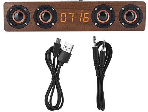 Réveil Avec Haut-parleur Bluetooth En Bois, W8C, Bande En Bois Massif De Haute Qualité, Haut-parleur Bluetooth Avec Affichage De L'horloge LED, Fonctions FM, Minuterie De Mise En Veille, Horloge Numér