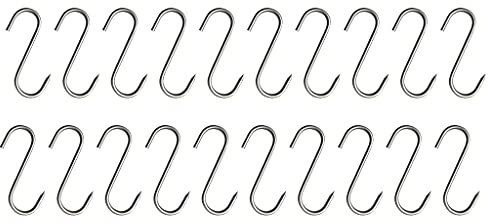 Ganci a S in acciaio inox con punta per utensili da cucina, pentole per carne, vestiti, 20 pezzi per affumicare caldo e freddo, pratici ganci per appendere carne e cibo