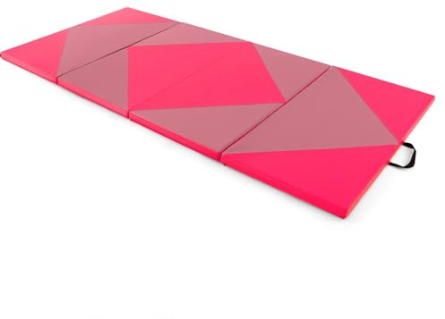COSTWAY Weichbodenmatte klappbar, Gymnastikmatte tragbar, Yogamatte Turnmatte Fitnessmatte Klappmatte, 240 x 120 x 5 cm (Rosa)