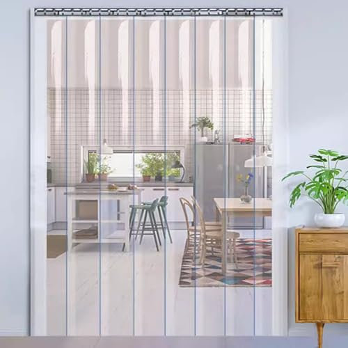 POCHY Streifenvorhang Wasserdicht Transparent PVC Streifen Türvorhang, Industrievorhang, Lamellen aus Plastik für Lager Fabrik (Color : Clear, Size : 120x300cm)