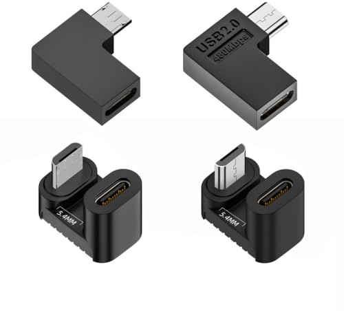 chenyang 4 Pack Micro USB 2.0 Anschluss Micro USB Stecker auf USB C Buchse 90/180 Grad abgewinkelter Anschlussadapter