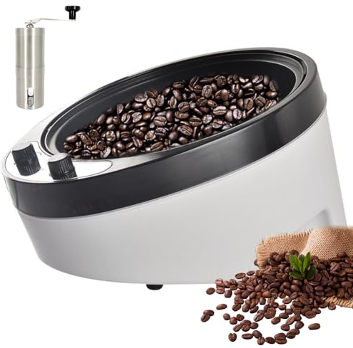 QUTBAG 800g Electric Coffee Roaster Machine, 1800W Professional Coffee Bean Roaster with 0-240 ℃ Temperature Adjustable, 45° Slope Design, for Cafe Shop Home Use Machine+Grinder