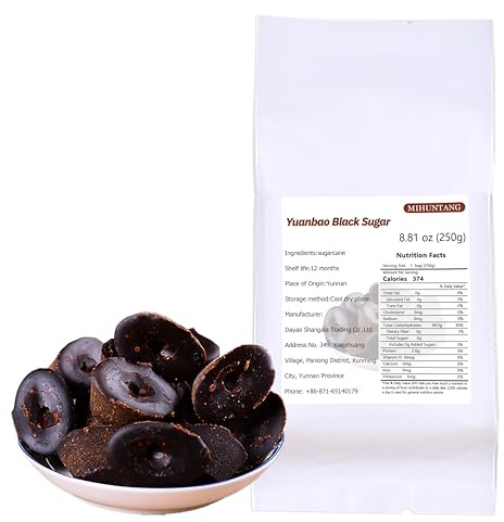 Schwarzer Zucker 250g Yuanbao-Typ Traditioneller süßer dunkler Zuckertee | Reiner roher Zuckerdosenkaramellgeschmack, dunkler brauner Zucker vegan, sanfter Geschmack, reichhaltige Süße