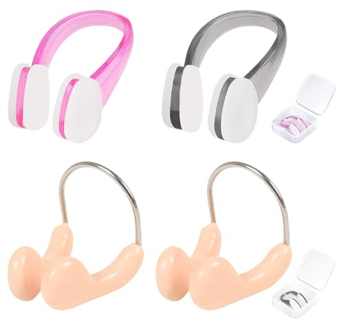 VODAFQS 4 Pezzi Tappa Naso Nuoto, Tappanaso per Piscina, Tappi per Naso, Nuoto Naso Clip Impermeabile Comodo Tappanaso per Piscina in Silicone per Unisex