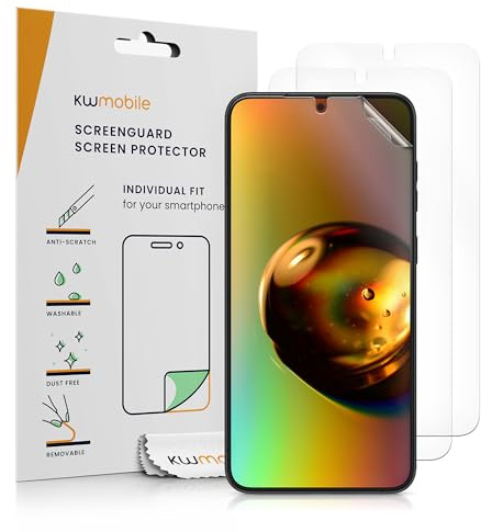 kwmobile 3x Pellicola Salvaschermo Compatibile con Samsung Galaxy S25 Plus Pellicola - Film Protettivo Telefono - Protezione Antigraffio Display Smartphone