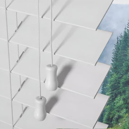 Eiauiuo Weiß Jalousien mit Holzmaserung 50mm Lamellen Wasserdicht Jalousie für Innen und Außen Lichtfilterung Rollos Sonnenschutz Sichtschutz 3 Blackout-Modi Horizontal Jalousette für Heim Büro Balkon