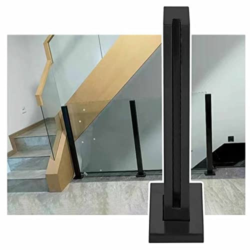Balaustra in vetro nero per balaustra, sistema resistente, per interni, corridoio, balcone, recinzione, kit di morsetti quadrati per pannelli in vetro, colonna, 80 cm, palo nero