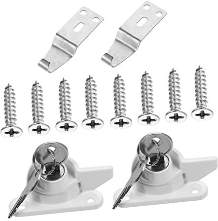 HOMSFOU 2Pièces Verrous De Fenêtre Coulissante Avec Clé Serrure Croissant Pour Fenêtres Translating Accessoires Crochets