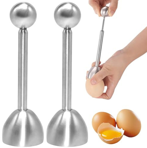 Ouvre-œufs avec boule, ouvre-coquille d'œuf en acier inoxydable, super gain de temps, diamètre 38 mm, provoquant la casse des coquilles d'œufs, pour les œufs durs et mous ou crus