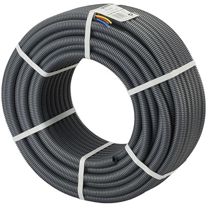 DEBFLEX - Gaine Electrique Préfilée 3 x 2,5 mm² - Couronne Gaine Diam. 20 mm - Pour Passage de Cables en Apparent ou en Encastré - 50 Mètres - Gris