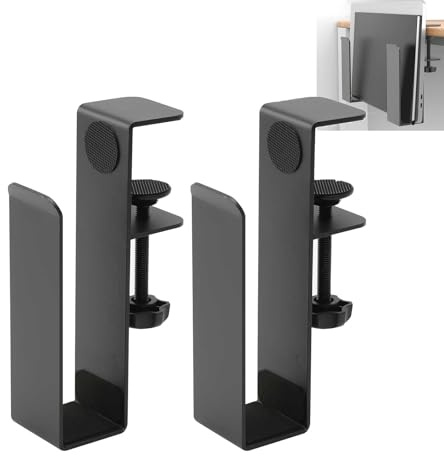 Fesatccoz Soporte de Escritorio para Ordenador Portátil, Ajustable Gancho de Escritorio Vertical Lateral sin Perforación Soporte de Metal para Tableta, Ordenador, Portátil, Documentos