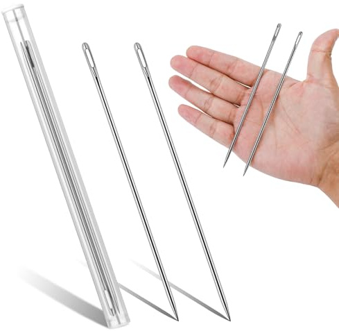 Lange Polsternadeln, 15,2 cm, große Nähnadel, Tapisserienadel, Garnnadel | Lange Nähnadel, lange Nadeln zum Basteln, Sticknadeln mit Aufbewahrungsrohr zum Nähen und Basteln