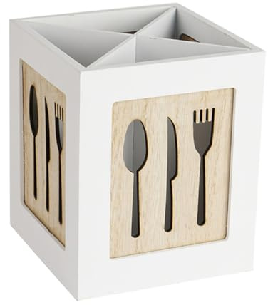 ULTECHNOVO Wooden Cutlery Holder Multi Compartment Utensil Box for Kitchen Storage and Space Saving Organizer for Spoons Forks and Chopsticks Housewarming