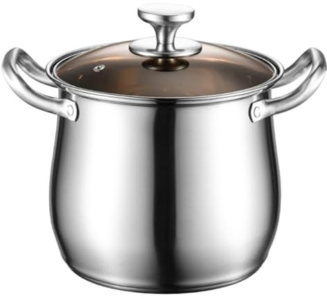 DONGSHUAI Marmite en Acier Inoxydable 304 avec Couvercle en Verre, Grande Capacité De 22 Cm, pour Cuisson À Induction, Nouilles, Pâtes, Ragoût, 3 À 4 Personnes