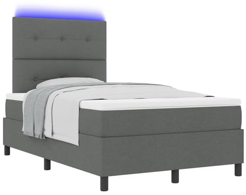Vopese Boxspringbett 120x200 cm LED-Licht, grau, Standard King Bett, Kiefernholz
