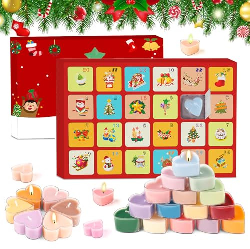 Velas perfumadas calendario de adviento 2025, calendario adviento velas con 24 velas perfumadas diferentes, Mujeres Velas Perfumadas, regalo calendario de Navidad para madres, hijas, hermanas