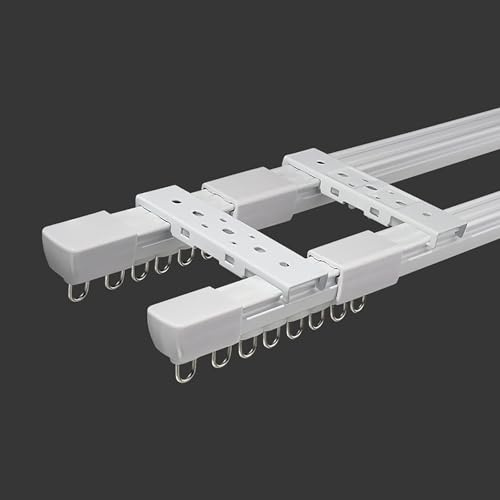 Ajustable Riel De Cortina Doble, Barra Cortina Doble De Aluminio, Rieles Para Cortinas De Techo Silencioso Y Suave Para Sala De Estar, Dormitorio, Separador De Ambientes(0.85-1.5m)