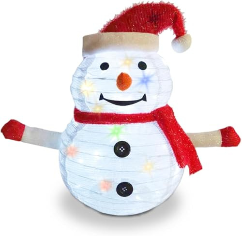 Tutamaz LED Schneemann 60 cm, Schneemann Deko Außen, Schneemann Zusammenfaltbar, Schneemann Beleuchtet Aussen, Led Schneemann Outdoor, Weihnachten Schneemann für Innen und Außen Winterdekoration
