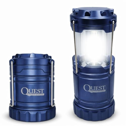 Quest Collapsible LED Camping Lantern – 300 Lumen Pop-Up Light with Magnetic Base – Battery Powered Outdoor & Emergency Lamp (1, 2, 4 Pack, Red/Blue/Black) (Blue, Pack of 1)