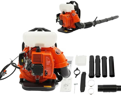 Soffiatore a benzina per la schiena da 41,5 cc 2 tempi 7500 giri/min soffiatore con serbatoio del carburante da 2,3 l per la cura del prato, la pulizia delle foglie e la rimozione della neve