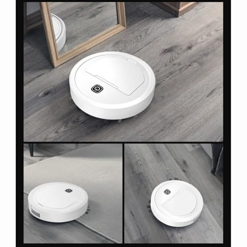 Living Robot aspirateur balayeur 30 x 30 x 6 cm pour sols blancs durs ABS automatique nettoyeur de tapis compact nettoyant ménager – décoratif pour pièce alimentée par USB (blanc)