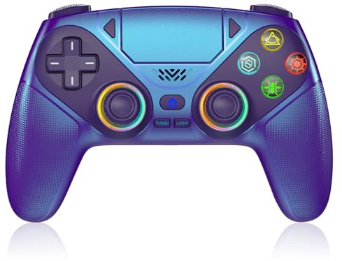 Dinosoo RGB Wireless Controller for PS5/Pro/Slim/PC, with Back Paddles, Touchpad, Dual Vibration, 6-Axis Gyro, Macro, Turbo, Speaker & 3.5mm Audio