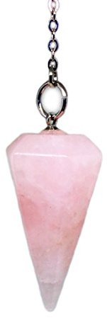 Kristall-Pendel aus natürlichen Edelsteinen für Radiästhesie, Hellsehen, Chakren, Reiki, spitz, mit Kette und Schmuckbeutel, 18 cm, Kristall Stein Metall