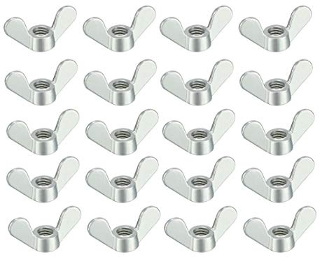Sourcing map M6 Écrous d'aile plaqué zinc Pièces de fixation pour ouragan Vis cymbales papillon écrou argenté