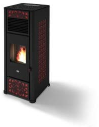Eva calor - stufa a pellet eva calor gemma canalizzata nero+rosso 15 kw - 31341