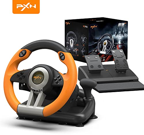 PXN Racing Wheel - Gaming Steering Wheel for PC, V3II 180 Degree Driving Volante Universal Usb Car Racing with Pedal for PC, PS4, PS3,Xbox Series X|S, Xbox One and Switch