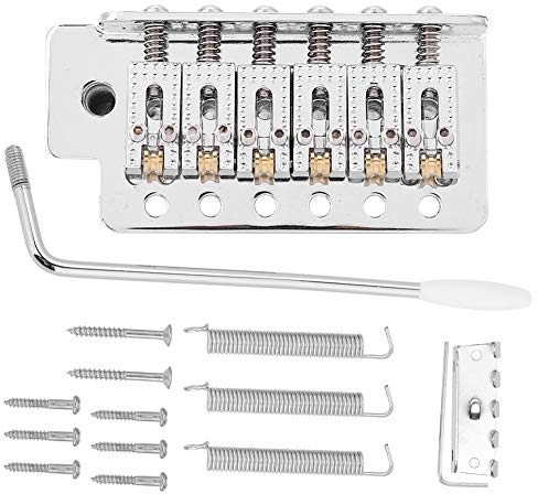 Vbest life Guitar Single Tremolo Bridge,6 String Strat Guitar Tremolo System with Roller Single Locking Vibrato Bridge Fit for ST Guitar(Silver)