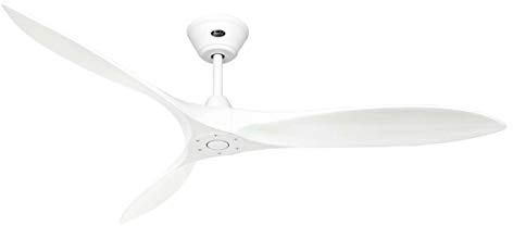 CasaFan ECO AIRSCREW Deckenventilator, Energiesparender Ventilator mit Massivholzflügeln & Propeller-Design, 6 Geschwindigkeiten & Fernbedienung, Leiser DC-Motor für Räume bis 40 qm, Ø 152 cm | Rotorblatt-Ø 1520 mm, mattweiß / mattweiß