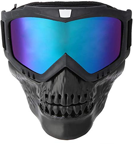 Demeras Lunettes de Moto Masque Facial détachable Lunettes de Moto détachables Masque de Casque pour Ski Sports Moto Course(Couleur)
