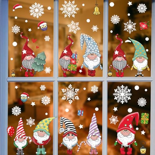 DURINM Fensterbilder Weihnachten Selbstklebend Weihnachten Fenstersticker Winter Deko Weihnachtsdeko Fensterbilder Weihnachten Schneeflocken Fensterdeko