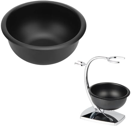 Agatige Cuenco para jabón de afeitar para barba, cuenco para crema de afeitar de espuma gruesa, taza de afeitar para hombres para sacar el afeitado (negro)