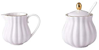 Lattiera Greamer di Porcellana e Zucchero con Coperchio Zucca Flangia Forma caffè Set da porzione del Latte Lanciatore 220cc / 7.4oz Adatto per caffè e tè Bricco da Latte (Color : White)