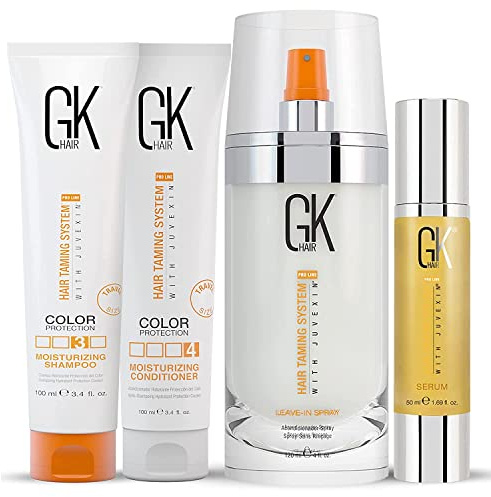 GK Hair Global Keratin Moisturizing Shampoo and Conditioner Set 100ml - Leave-in Spray Hair Detangler 4 Oz-Serum 50ml